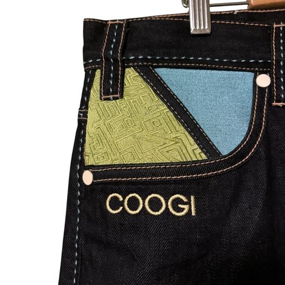 Coogi Y2K Mens Cyber Grunge Punk Embroidered Baggy Jeans Size 38/32 - Picture 5 of 10